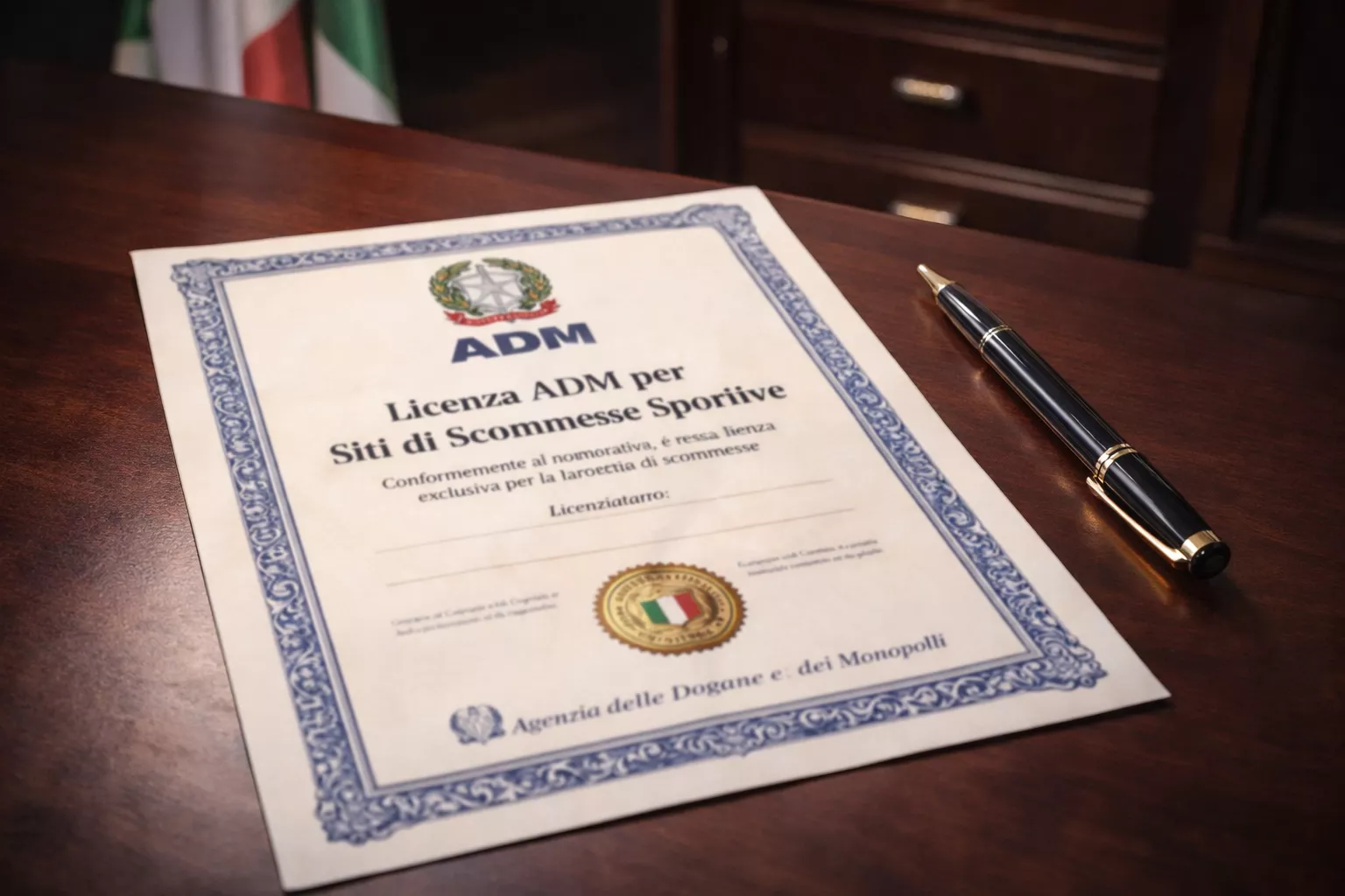 Certificato di licenza ADM per operatori di scommesse in Italia