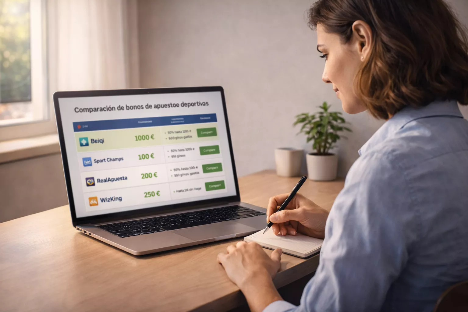 Persona analizza bonus scommesse al computer portatile