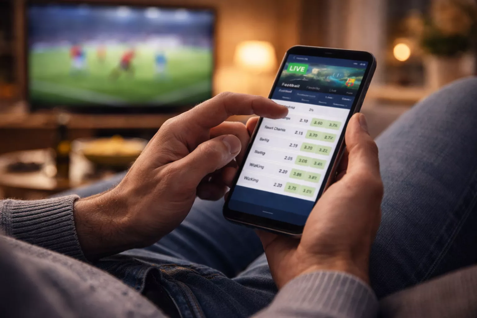 Persona usa smartphone per controllare scommessa durante il match