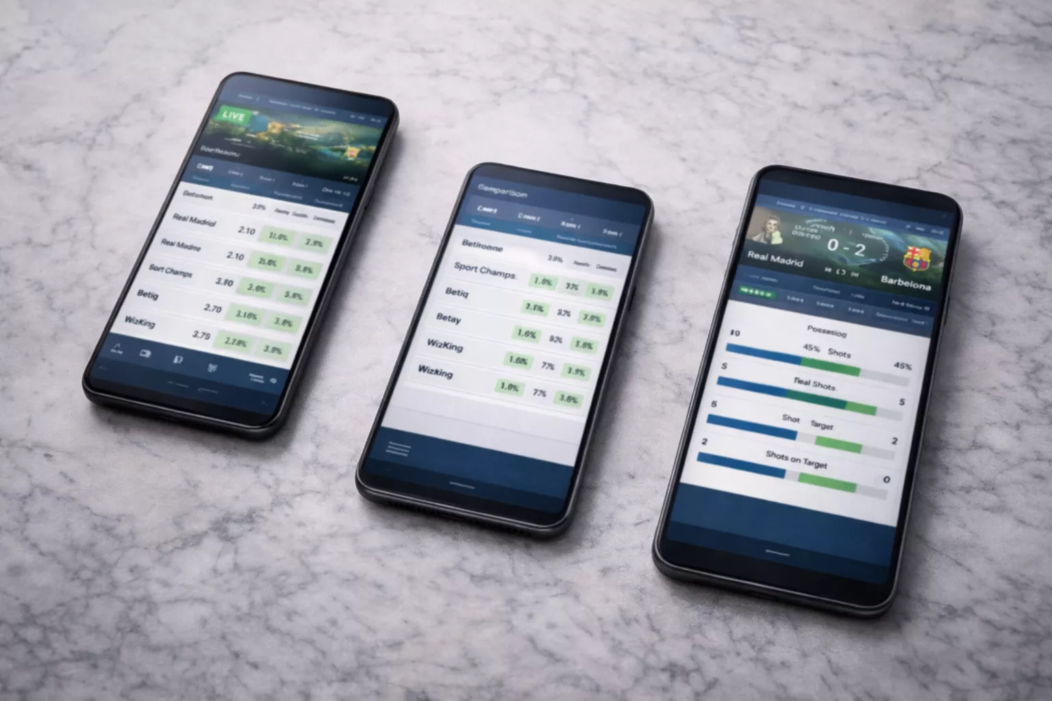 Diversi smartphone mostrano interfacce di applicazioni mobile